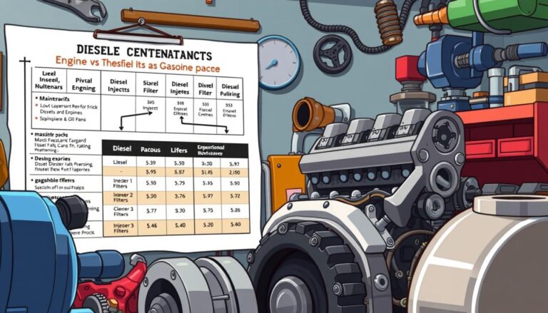 How do maintenance costs compare between diesel and gasoline engines?